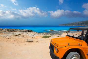 Wall Mural - aqua formentera sea Es Calo and vintage car