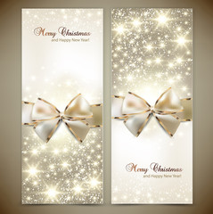 Wall Mural - Greeting cards with white bows and copy space. Vector illustrati