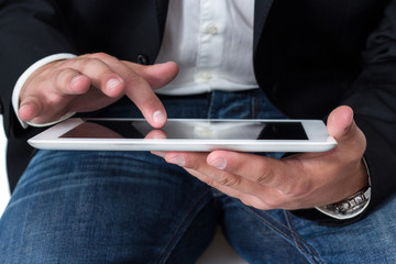 Man working on a tablet pc