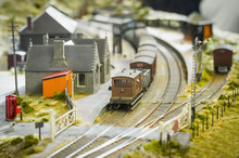 Rural Model Railway Station And Train