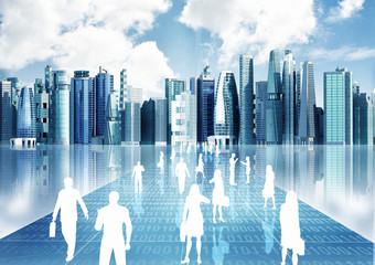 Wall Mural - people doing business in virtual world