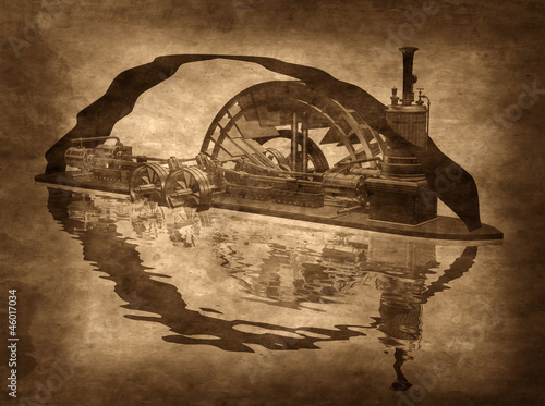 Obraz na płótnie canvas dwuczęściowy "dyptyk" Grungy steampunk łódź