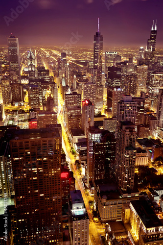Naklejka samoprzylepna Widok z lotu ptaka z chicago downtown
