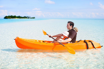 Wall Mural - Father and daughter kayaking