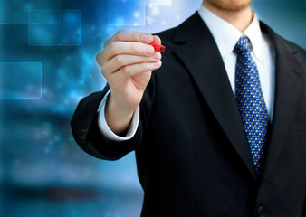 Sticker - Business man holding a red pen