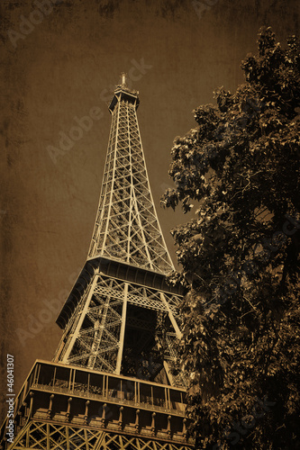 Plakat na papierze fotorealistycznym Sepia tour eiffel
