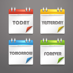 Poster - Paper diary icons with bended color corners