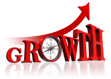 Growth Red Word With Compass And Arrow