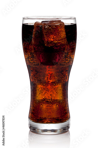 Obraz w ramie Cola glass with ice cubes