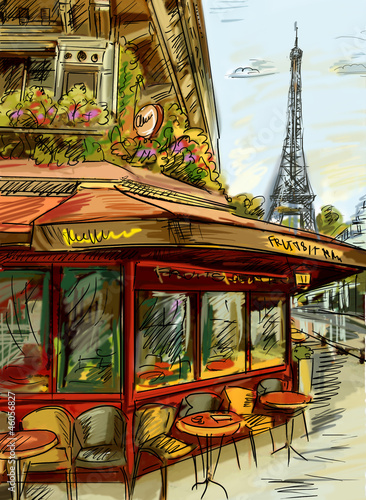 Fototapeta do kuchni Paris street - illustration