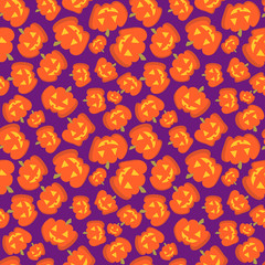 Wall Mural - Seamless halloween pattern with pumpkins