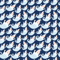 Wall Mural - Seamless Halloween pattern with ghosts