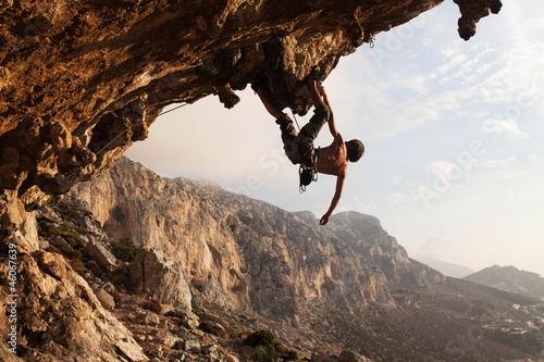 Naklejka nad blat kuchenny Rock climber at sunset, Kalymnos Island, Greece