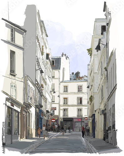 Obraz w ramie street near Montmartre in Paris