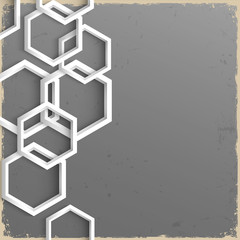 Wall Mural - 3d geometric grunge background with hexagons