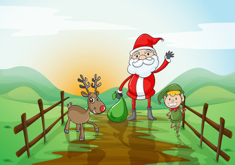 Poster - a santa claus and a reindeer