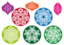 Christmas Balls With Snowflake Pattern, Vector