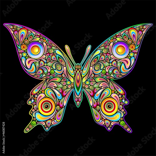 Butterfly Psychedelic Art Design-Farfalla Stile Psichedelico-