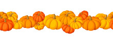 Horizontal Seamless Vector Background With Pumpkins.
