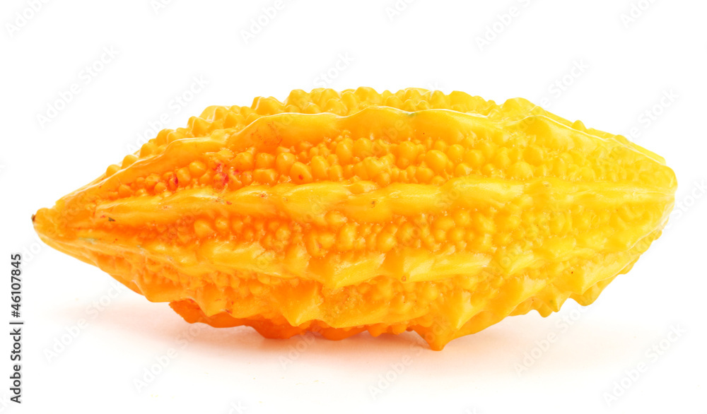 ripe momordica fruit, isolated on white