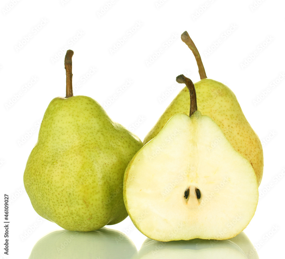 Ripe pears isolated on white
