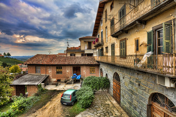 Sticker - Traditional courtyard. Barolo, Italy.