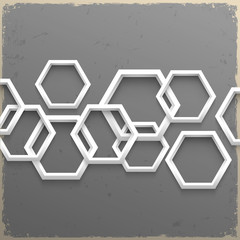 Wall Mural - 3d geometric hexagons on grunge background