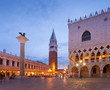 San Marco square with Campanile and Doge Palace after sunset. Ve
