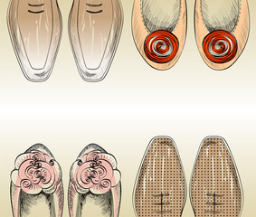 Wall Mural - trendy fashion  shoes.  Fashionable Hand drawn illustration.