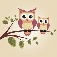 Two Owls On The Tree