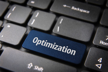 Wall Mural - blue optimization keyboard key, business background