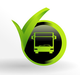 Poster - icône transport en commun sur bouton vert et noir
