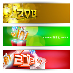 Sticker - New year website header and banner set. EPS 10.