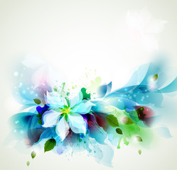 Abstract blue artistic Backgrounds with floral