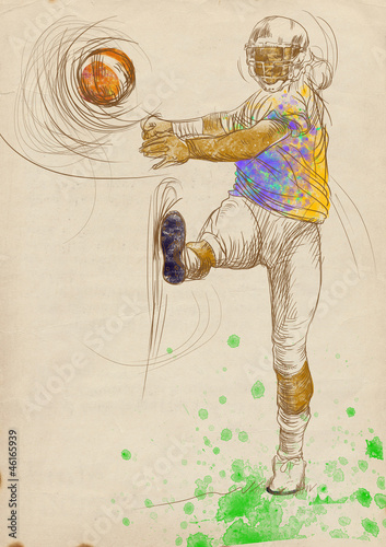 Board z aluminiowym obramowaniem Motyw futbol amerykański. 