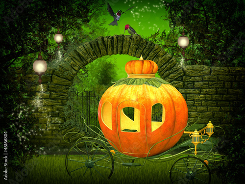 Obraz w ramie magical night, pumpkin carriage