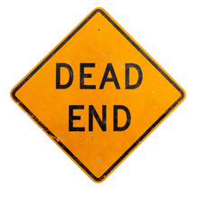 A Yellow Dead End Sign On A White Background