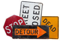 Various Road Signs On A White Background