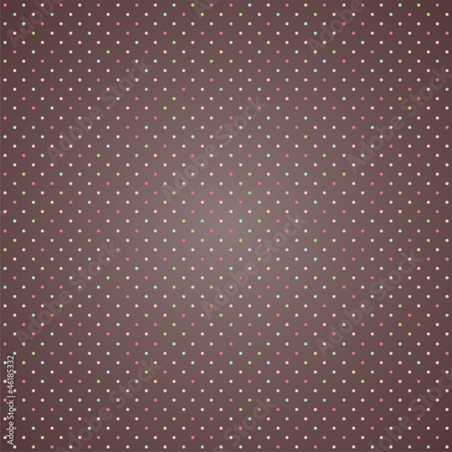 Tapeta ścienna Kolorowy polka dot wzór na brązowym tle.