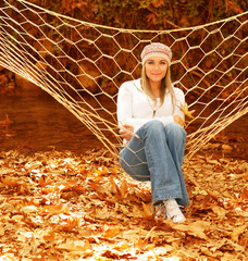 Wall Mural - Pretty girl in hammock