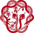 chinese paper cut snake as symbol of year