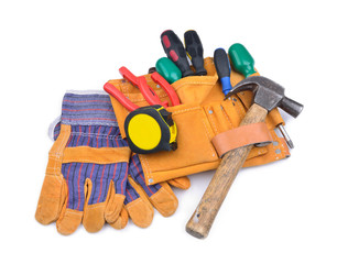 Tool belt and protective gloves