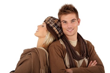 Stylish couple in winter clothes