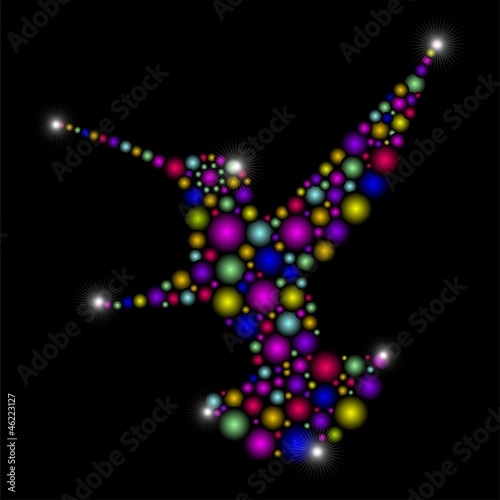 Obraz na płótnie canvas trzyczęściowy "tryptyk" Hummingbird kolorowe abstrakcyjne sztuki projektowania-colibri abstrakcyjne kolory