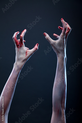 Fotoboard na płycie Krwawe ręce zombie