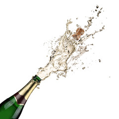 Close-up of champagne explosion