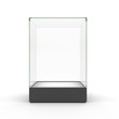 Empty glass showcase for exhibit isolated