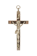 Silver christian cross, isolated