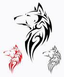 Fototapeta Konie - Tribal wolf tattoo - vector illustration