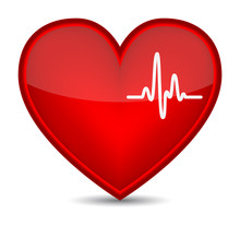 Cardiogram On Red Heart Shape